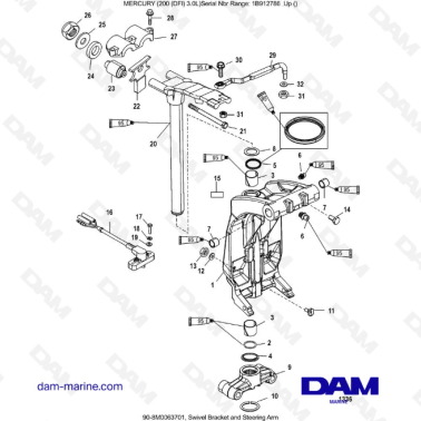 Mercury 200 DFI 3.0L -  Swivel Bracket and Steering Arm