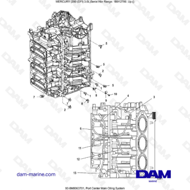 Mercury 200 DFI 3.0L - Port Center Main Oiling System