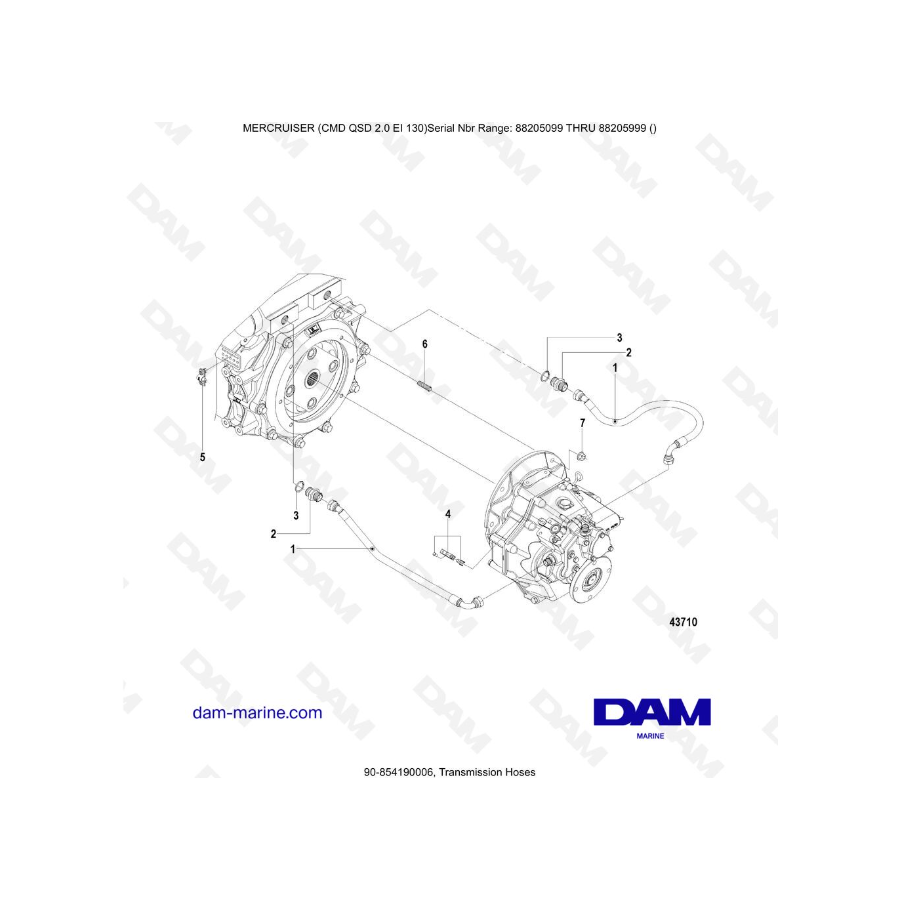Mercruiser CMD QSD 2.0 EI 130 - Transmission Hoses Mercruiser CMD QSD 2.0 EI 130 - Transmission Hoses