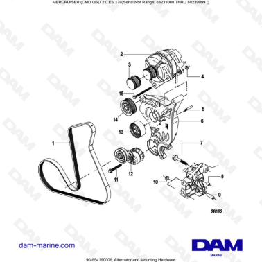 Mercruiser CMD QSD 2.0 ES 170 - Alternator and Mounting Hardware