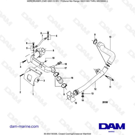 Mercruiser CMD QSD 2.0 ES 170 - Closed Cooling/Crossover Manifold - DAM ...