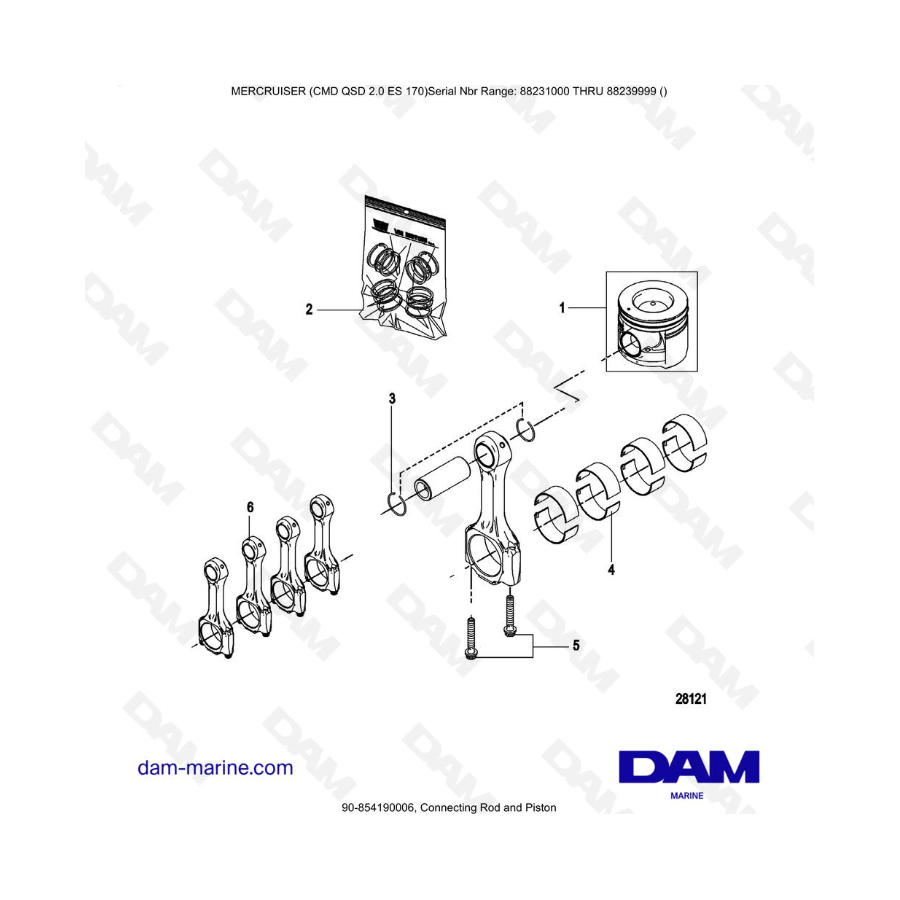 Mercruiser CMD QSD 2.0 ES 170 - Connecting Rod and Piston Mercruiser CMD QSD 2.0 ES 170 - Connecting Rod and Piston