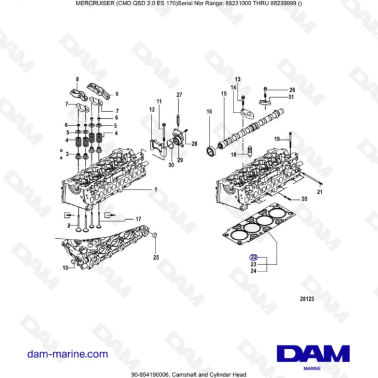 Mercruiser CMD QSD 2.0 ES 170 - Camshaft and Cylinder Head