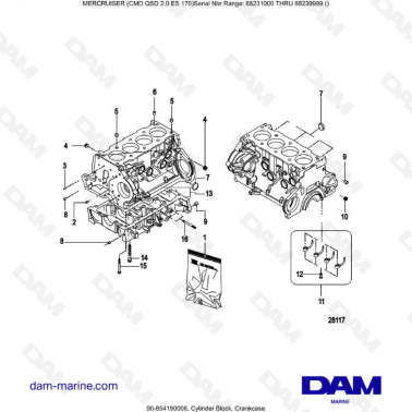 Mercruiser CMD QSD 2.0 ES 170  - Cylinder Block, Crankcase