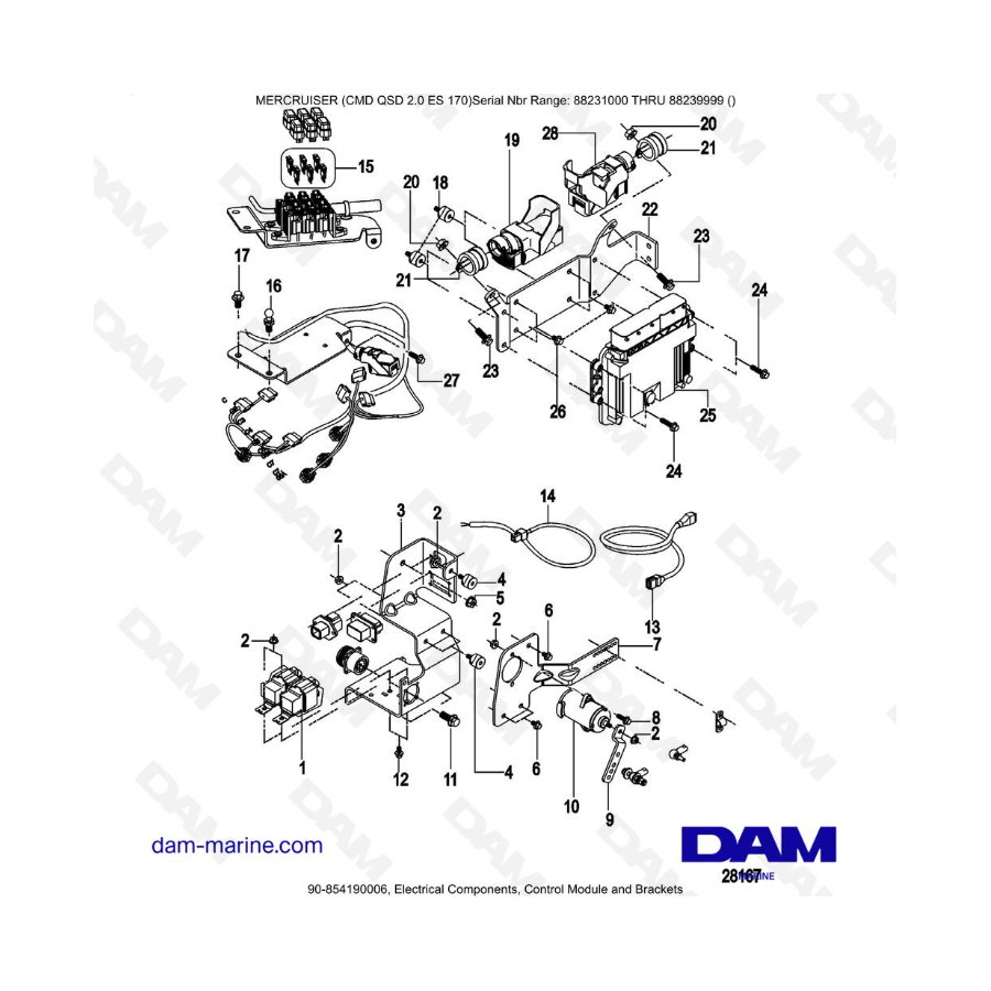 Mercruiser CMD QSD 2.0 ES 170 - Electrical Components, Control Module and Brackets