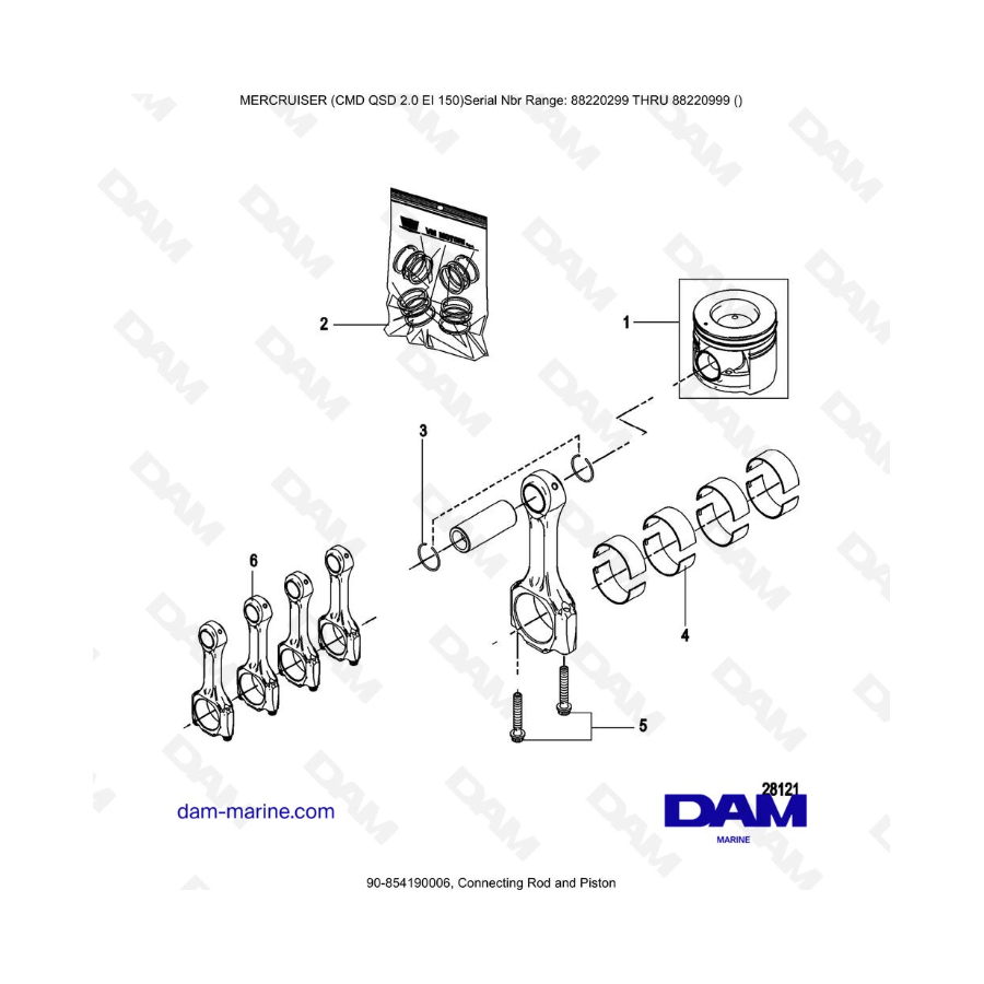 Mercruiser CMD QSD 2.0 EI 150 - Connecting Rod and Piston Mercruiser CMD QSD 2.0 EI 150 - Connecting Rod and Piston