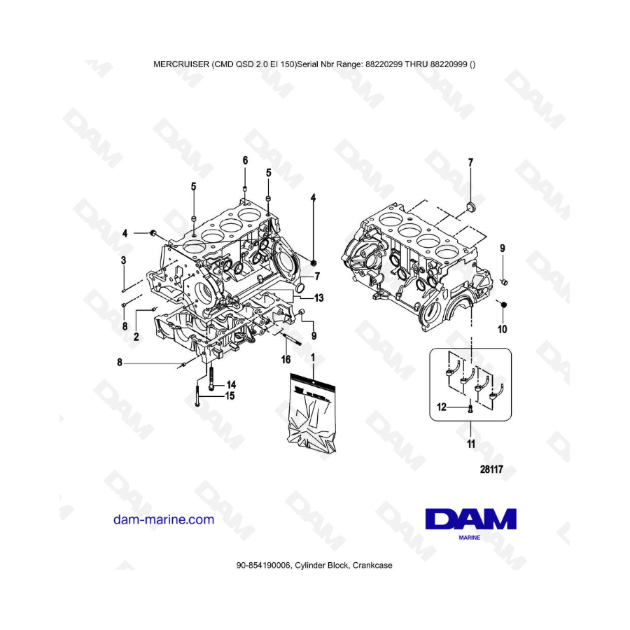 Mercruiser CMD QSD 2.0 EI 150 - Cylinder Block, Crankcase Mercruiser CMD QSD 2.0 EI 150 - Cylinder Block, Crankcase