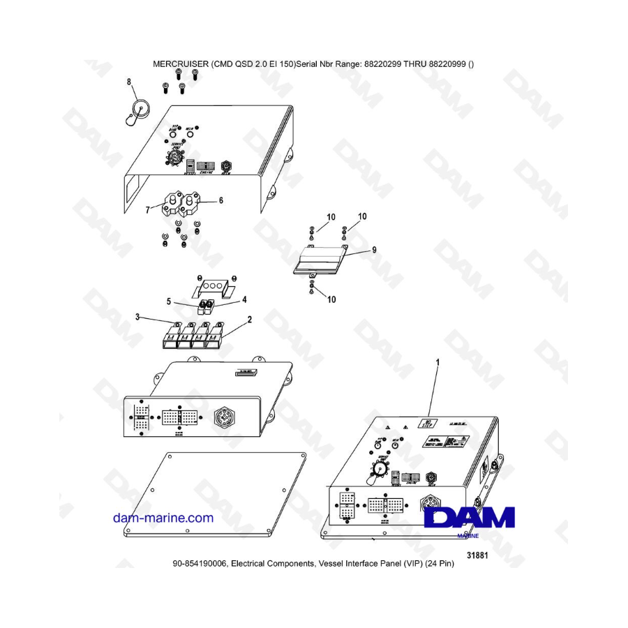 Mercruiser CMD QSD 2.0 EI 150 - Electrical Components, Vessel Interface Panel (VIP) (24 Pin)