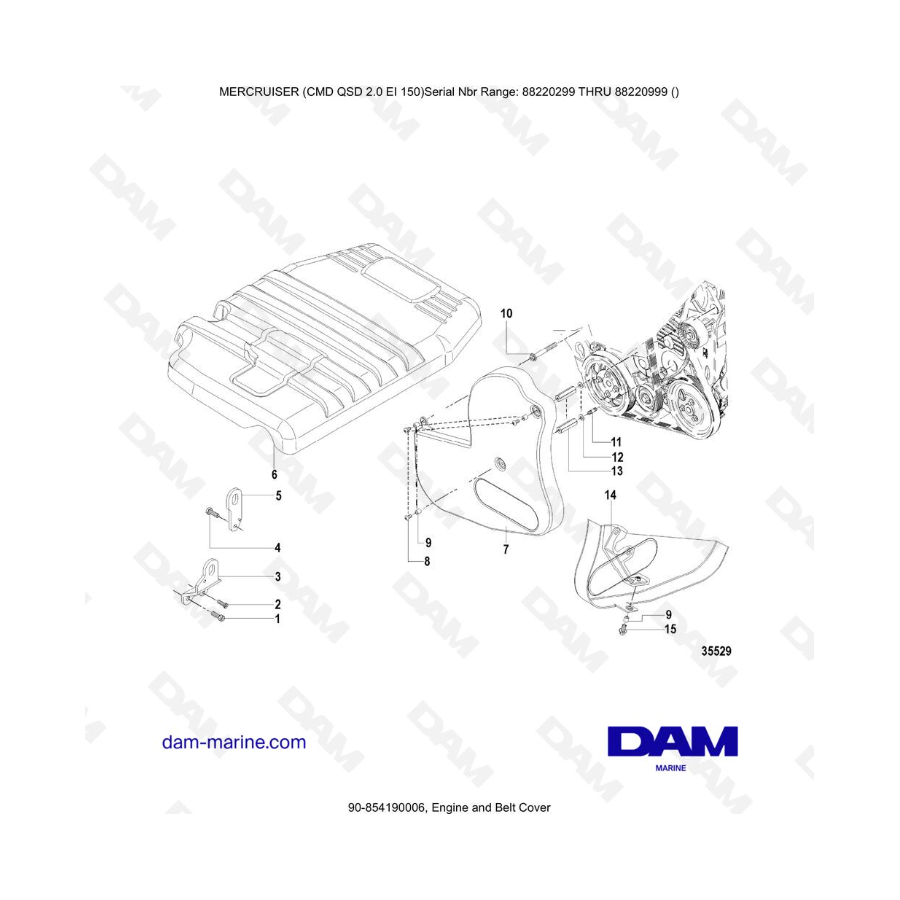 Mercruiser CMD QSD 2.0 EI 150 - Engine and Belt Cover Mercruiser CMD QSD 2.0 EI 150 - Engine and Belt Cover