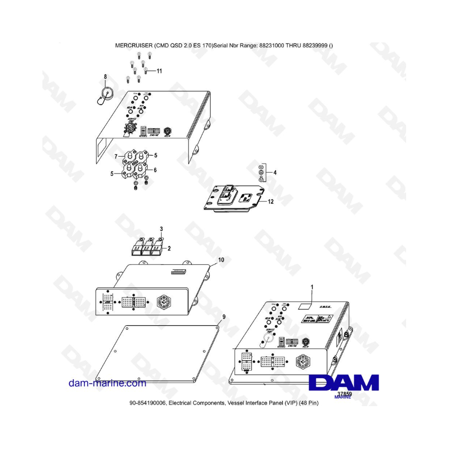 Mercruiser CMD QSD 2.0 ES 170 - Electrical Components, Vessel Interface Panel (VIP) (48 Pin) Mercruiser CMD QSD 2.0 ES 170 - Electrical Components, Vessel Interface Panel (VIP) (48 Pin)