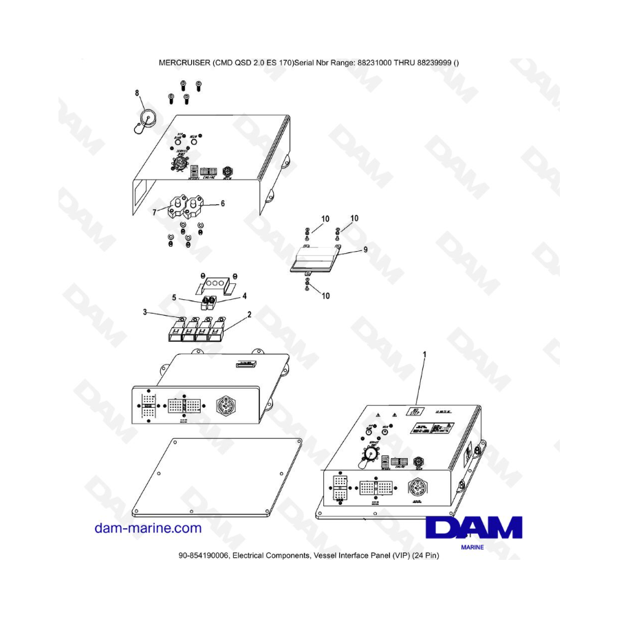 Mercruiser CMD QSD 2.0 ES 170 - Electrical Components, Vessel Interface Panel (VIP) (24 Pin) Mercruiser CMD QSD 2.0 ES 170 - Electrical Components, Vessel Interface Panel (VIP) (24 Pin)