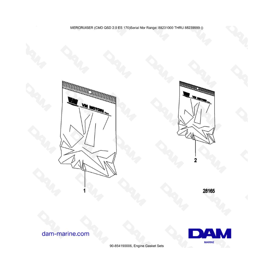 Mercruiser CMD QSD 2.0 ES 170 - Engine Gasket Sets Mercruiser CMD QSD 2.0 ES 170 - Engine Gasket Sets