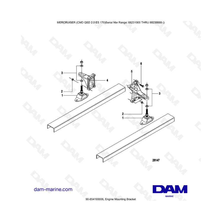 Mercruiser CMD QSD 2.0 ES 170 - Soporte de montaje del motor