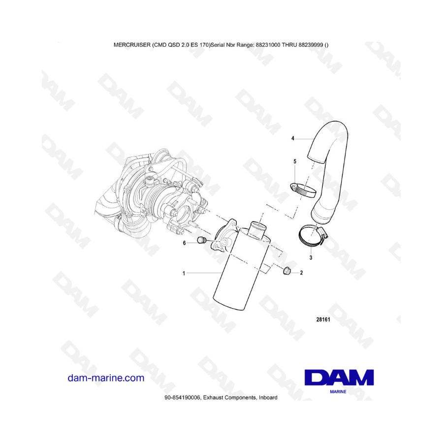 Mercruiser CMD QSD 2.0 ES 170 - Exhaust Components, Inboard Mercruiser CMD QSD 2.0 ES 170 - Exhaust Components, Inboard