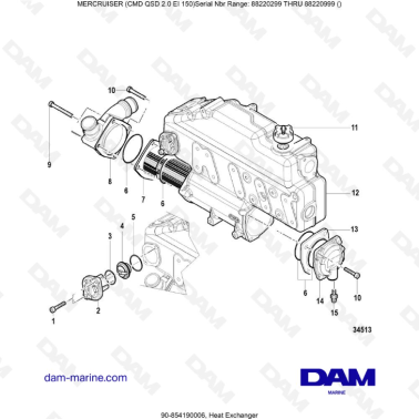 Mercruiser CMD QSD 2.0 EI 150 - Heat Exchanger