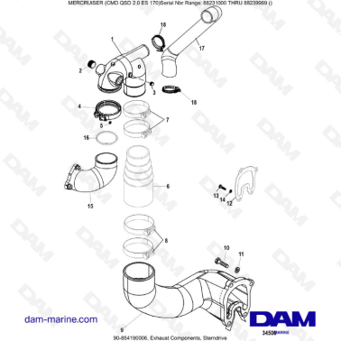 Mercruiser CMD QSD 2.0 ES 170 - Exhaust Components, Sterndrive