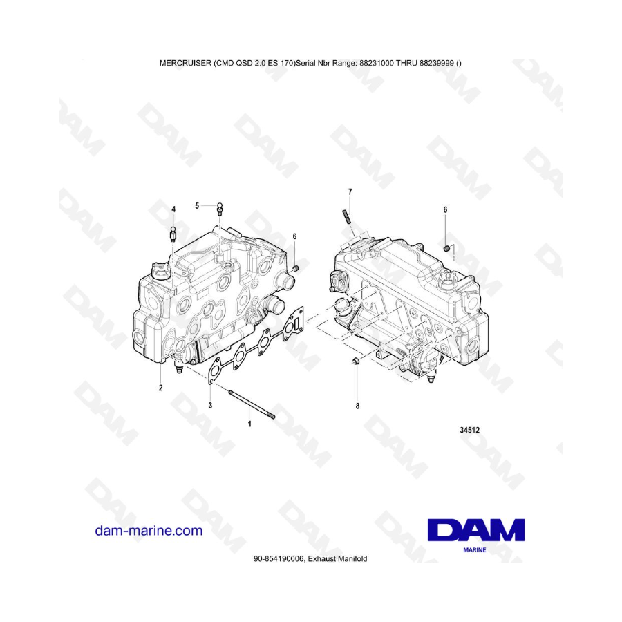 Mercruiser CMD QSD 2.0 ES 170 - Colector de escape