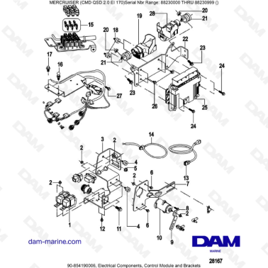 Mercruiser CMD QSD 2.0 EI 170 - Electrical Components, Control Module and Brackets