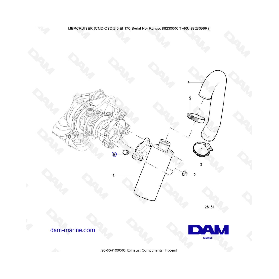 Mercruiser CMD QSD 2.0 EI 170 - Exhaust Components, Inboard