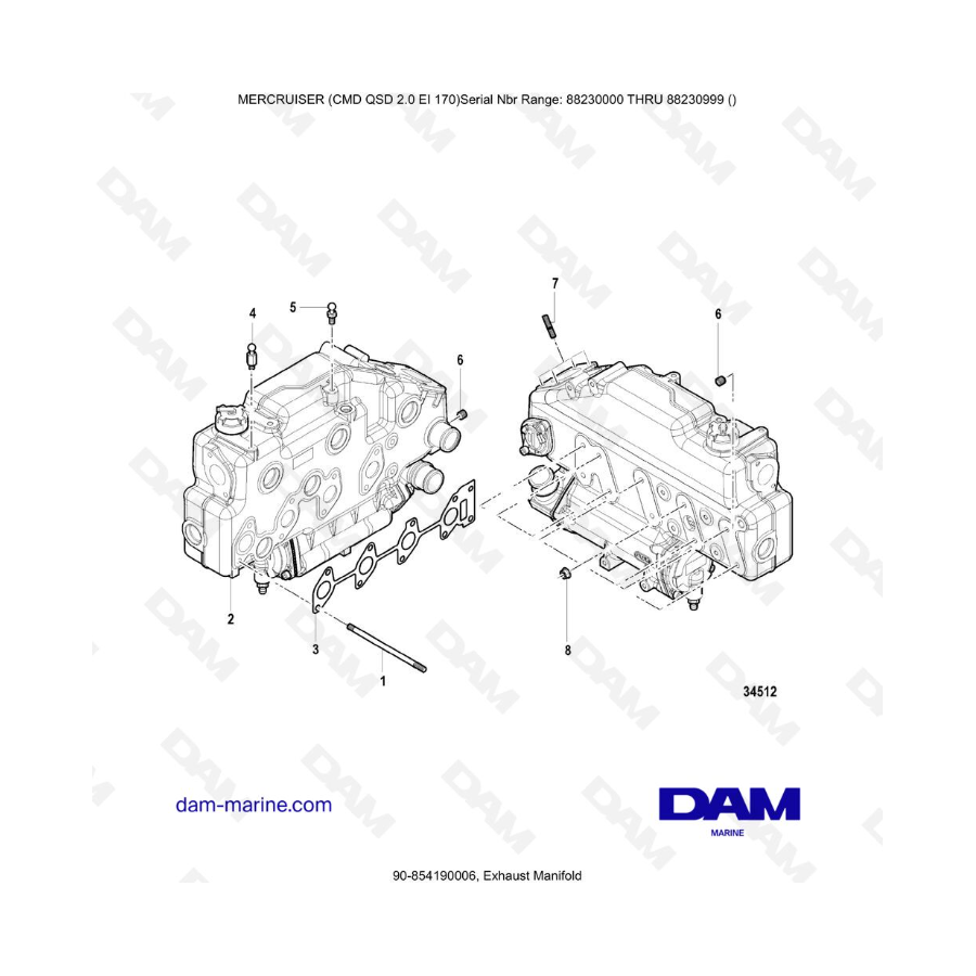 Mercruiser CMD QSD 2.0 EI 170 - Exhaust Manifold