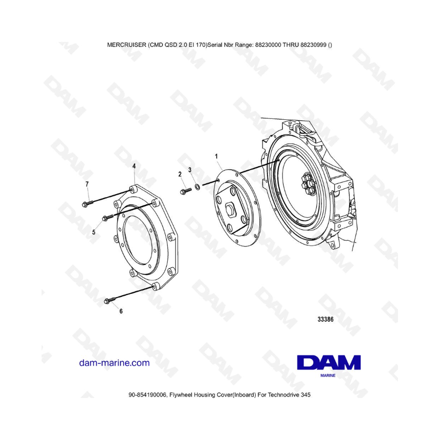 Mercruiser CMD QSD 2.0 EI 170 -  Flywheel Housing Cover(Inboard) For Technodrive 345