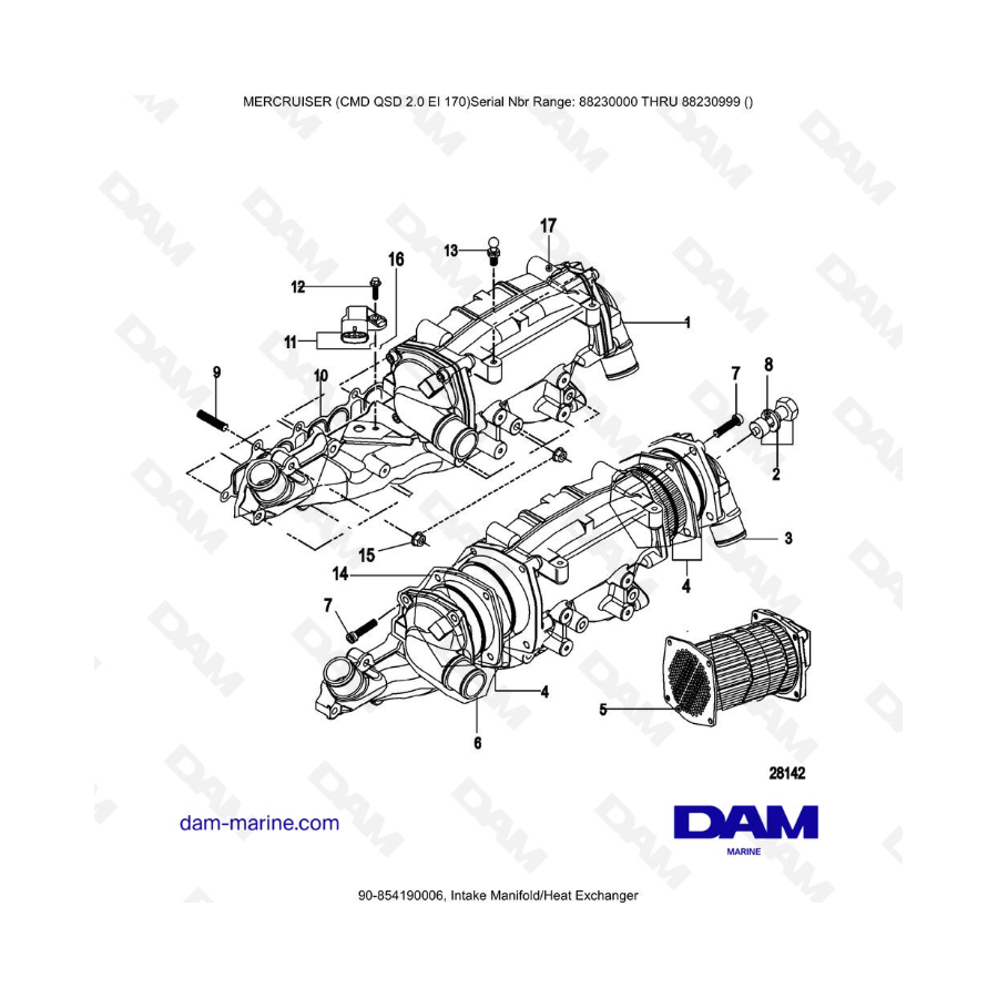 Mercruiser CMD QSD 2.0 EI 170 - Intake Manifold/Heat Exchanger