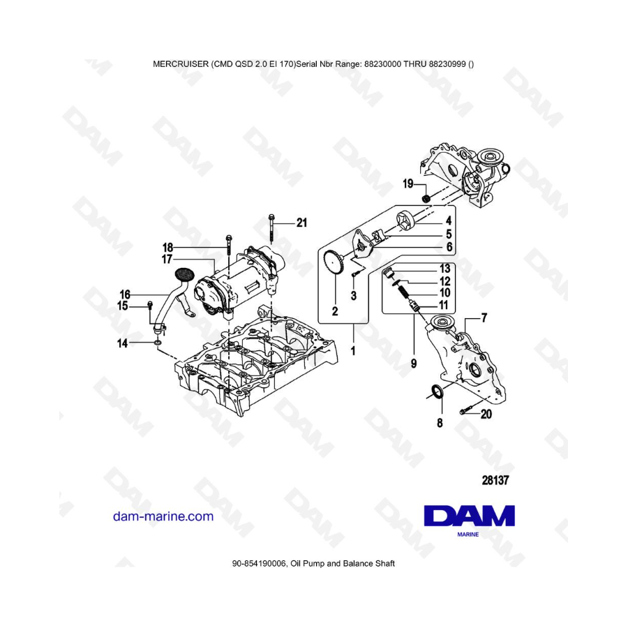 Mercruiser CMD QSD 2.0 EI 170 - Oil Pump and Balance Shaft