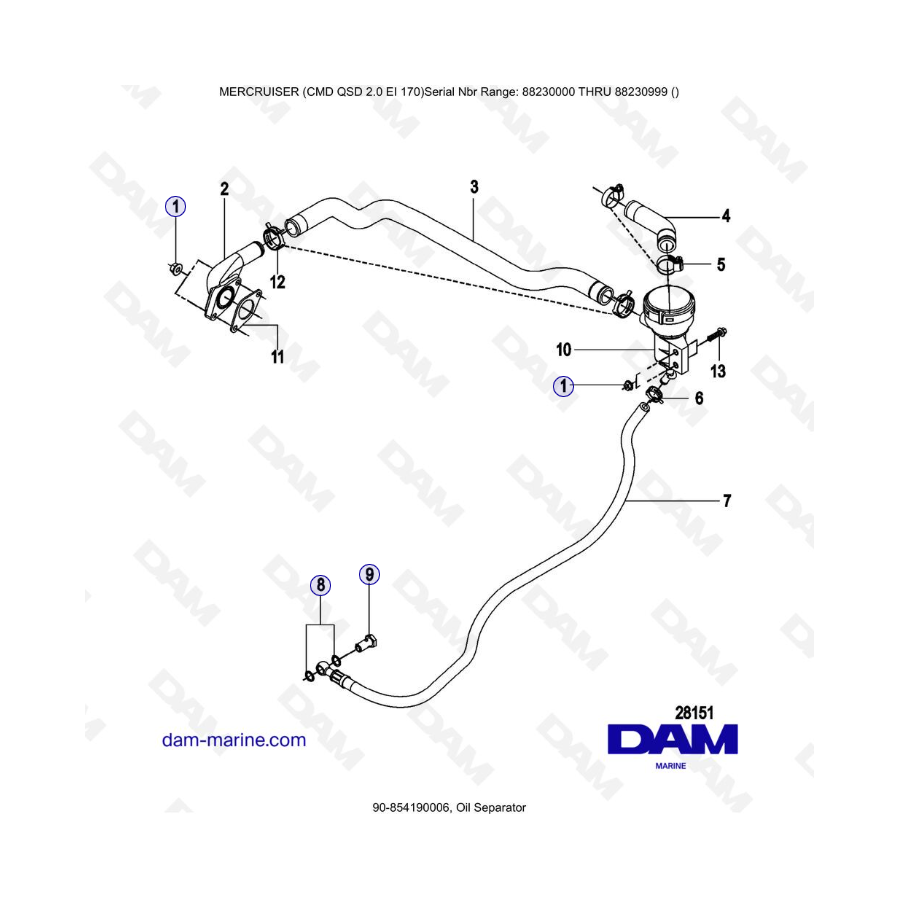 Mercruiser CMD QSD 2.0 EI 170 - Oil Separator