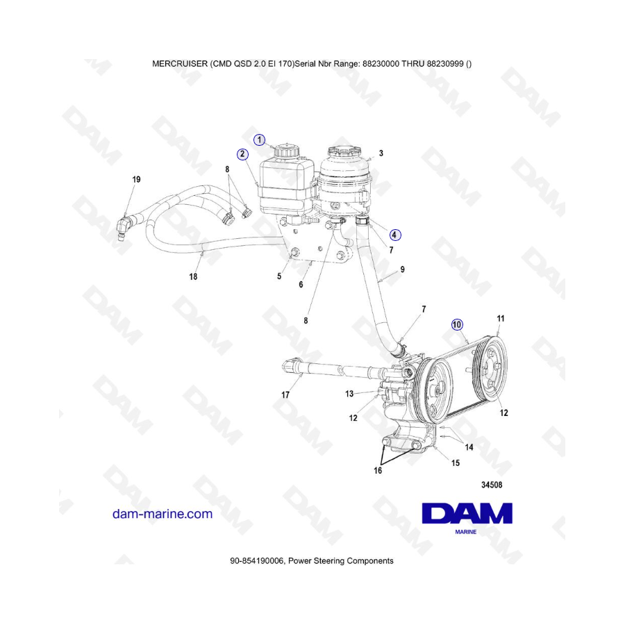 Mercruiser CMD QSD 2.0 EI 170 - Power Steering Components