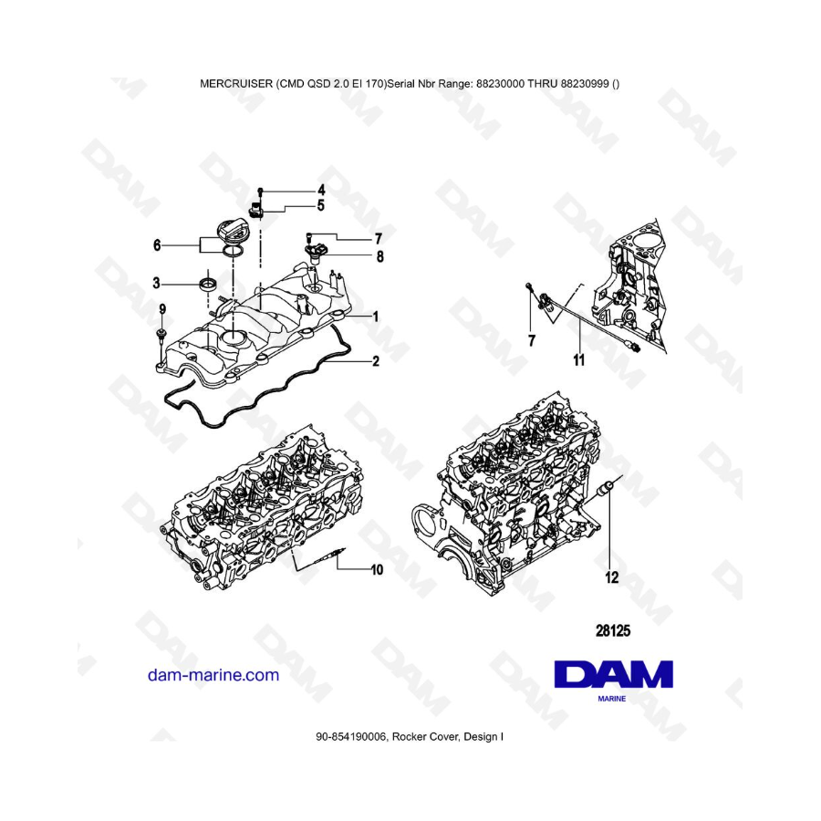 Mercruiser CMD QSD 2.0 EI 170 - Rocker Cover, Design I Mercruiser CMD QSD 2.0 EI 170 - Rocker Cover, Design I