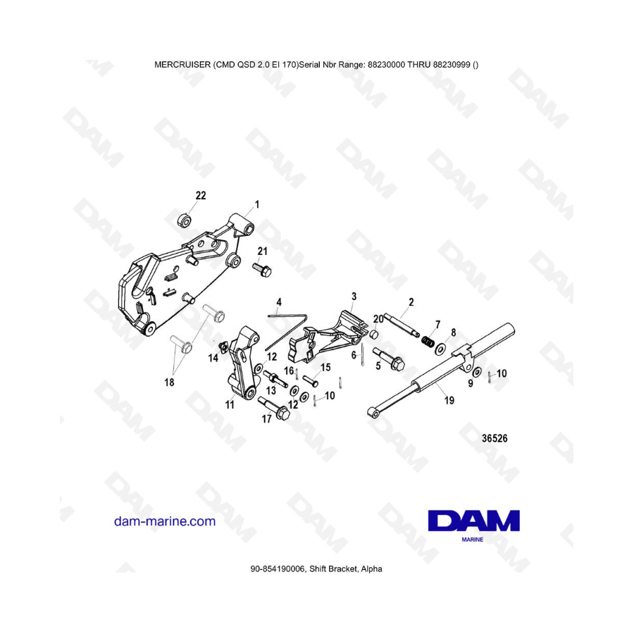 Mercruiser CMD QSD 2.0 EI 170 - Shift Bracket, Alpha