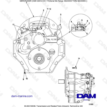Mercruiser CMD QSD 2.0 EI 170 - Transmission and Related Parts (Inboard), Technodrive 345