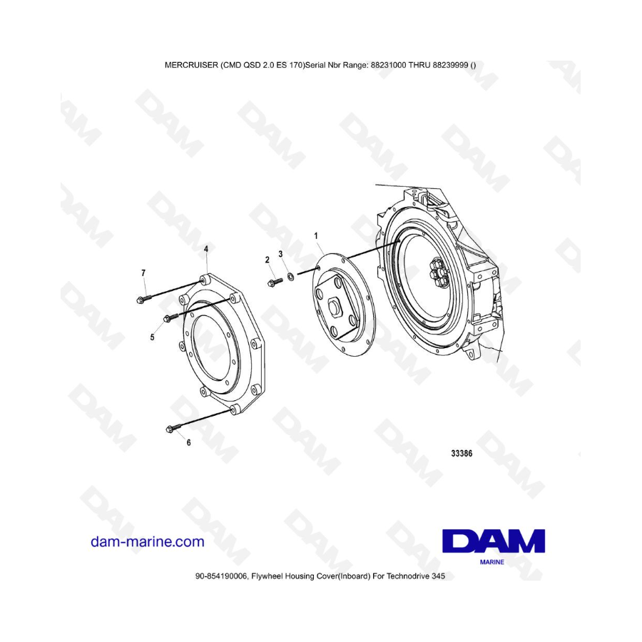 Mercruiser CMD QSD 2.0 ES 170 - Flywheel Housing Cover(Inboard) For Technodrive 345