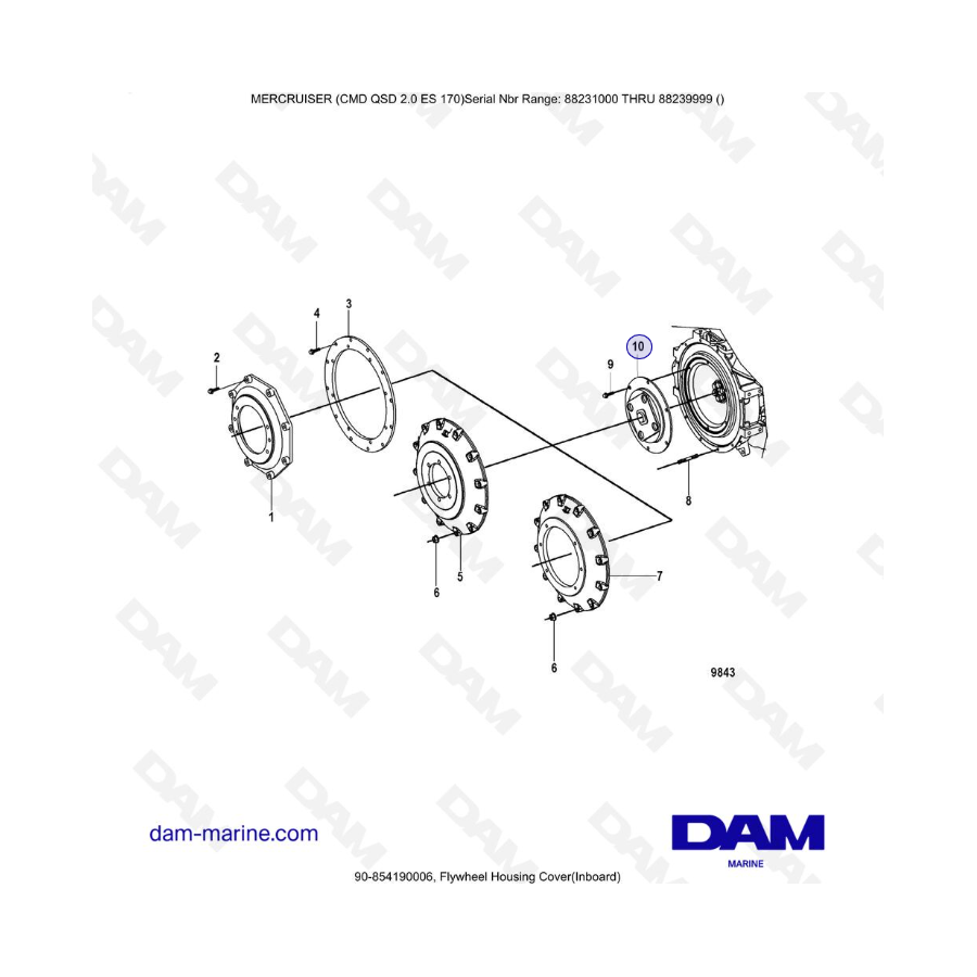 Mercruiser CMD QSD 2.0 ES 170 - Tapa de la carcasa del volante - Interior
