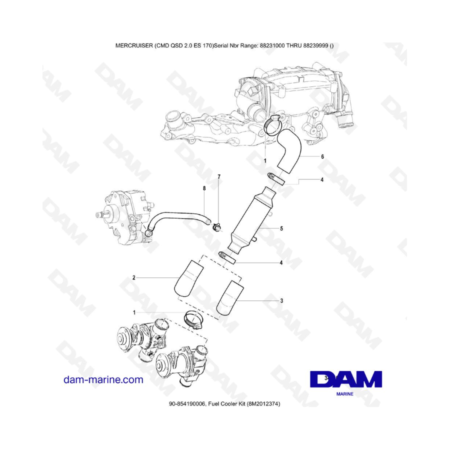 Mercruiser CMD QSD 2.0 ES 170 - Fuel Cooler Kit (8M2012374) Mercruiser CMD QSD 2.0 ES 170 - Fuel Cooler Kit (8M2012374)