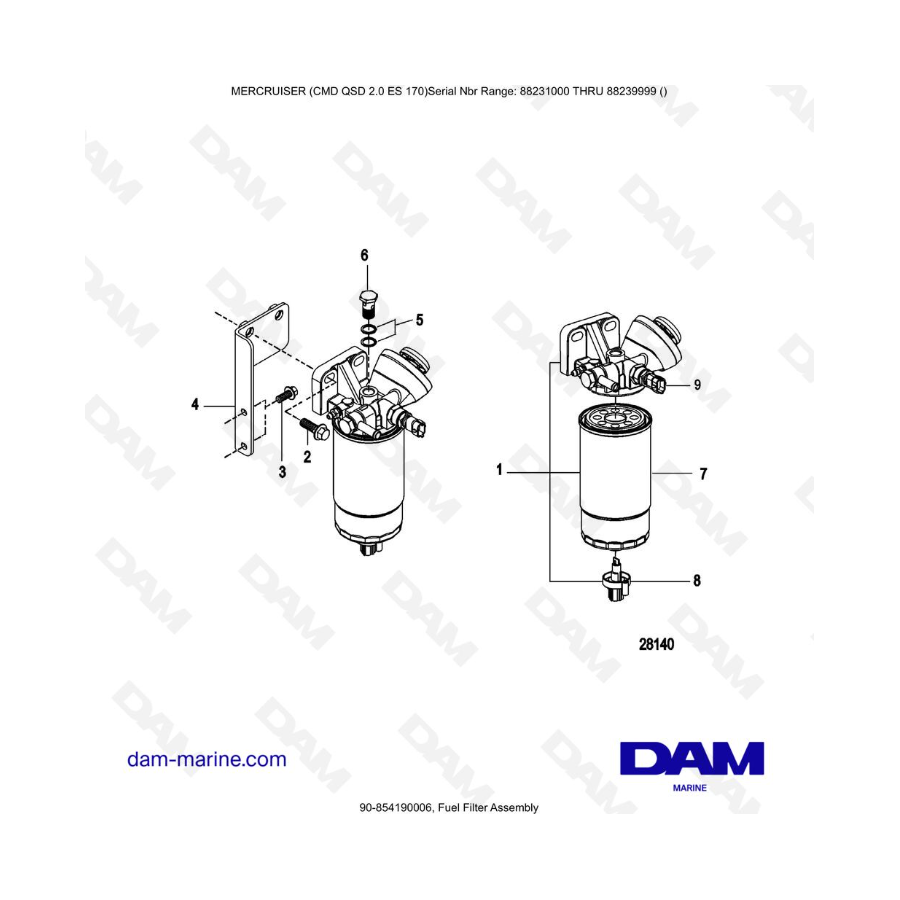 Mercruiser CMD QSD 2.0 ES 170 - Fuel Filter Assembly
