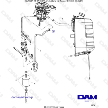 Mercury Mariner 75 Optimax - Air Hoses