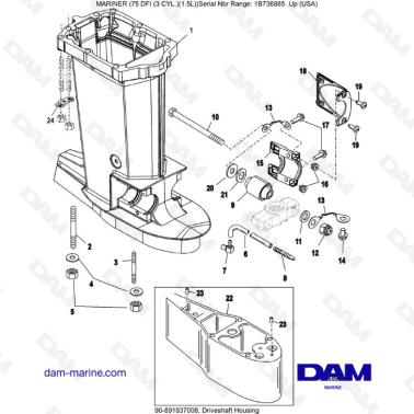 Mercury Mariner 75 Optimax - Driveshaft Housing