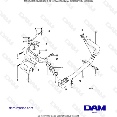 MERCRUISER CMD QSD 2.0 ES 150 - Closed Cooling/Crossover Manifold