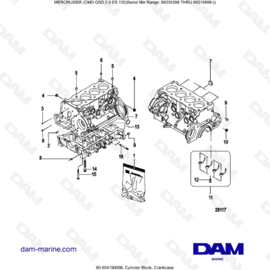 MERCRUISER CMD QSD 2.0 ES 150 - Cylinder Block, Crankcase