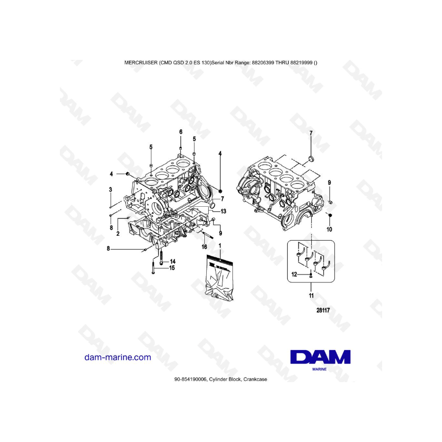 MERCRUISER CMD QSD 2.0 ES 150 - Cylinder Block, Crankcase MERCRUISER CMD QSD 2.0 ES 150 - Cylinder Block, Crankcase