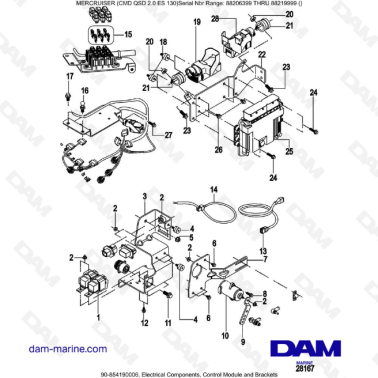 MERCRUISER CMD QSD 2.0 ES 150 - Electrical Components, Control Module and Brackets