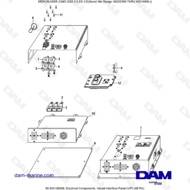 MERCRUISER CMD QSD 2.0 ES 150 - Electrical Components, Vessel Interface Panel (VIP) (48 Pin)