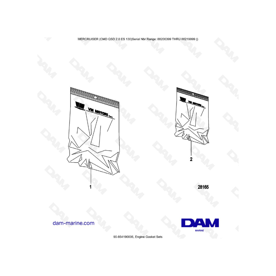 Juegos de juntas de motor MERCRUISER CMD QSD 2.0 ES 150
