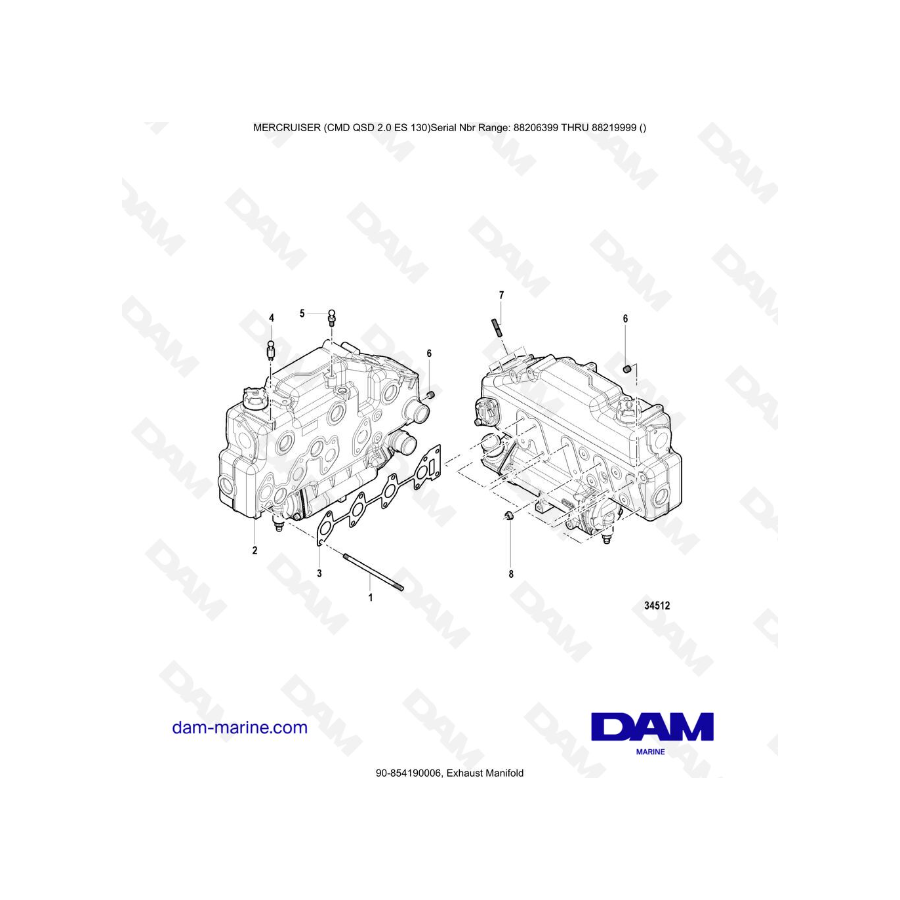 MERCRUISER CMD QSD 2.0 ES 150 - Colector de escape