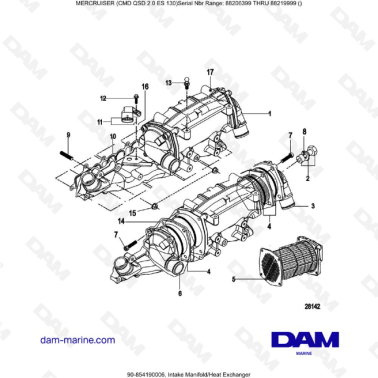 MERCRUISER CMD QSD 2.0 ES 150 - Intake Manifold/Heat Exchanger