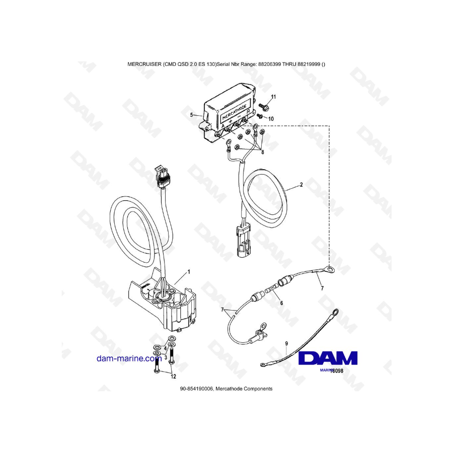 MERCRUISER CMD QSD 2.0 ES 150 -  Mercathode Components