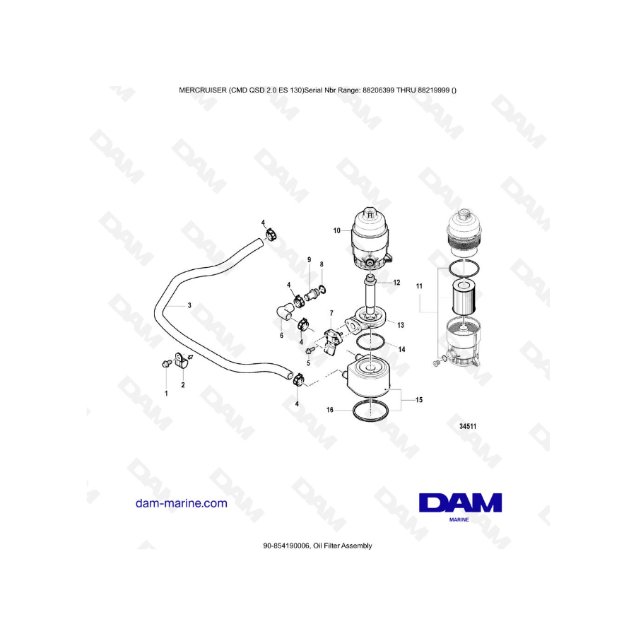 MERCRUISER CMD QSD 2.0 ES 150 - Oil Filter Assembly