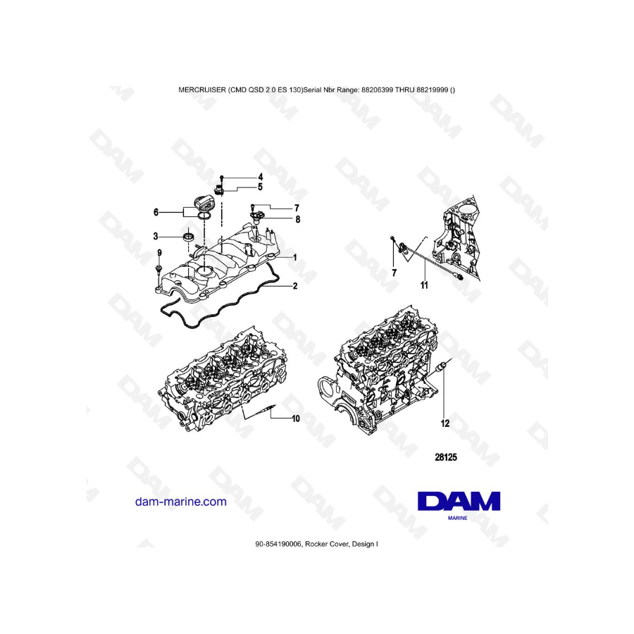 MERCRUISER CMD QSD 2.0 ES 150 - Rocker Cover, Design I