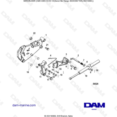MERCRUISER CMD QSD 2.0 ES 150 - Shift Bracket, Alpha